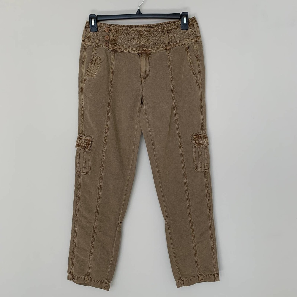 Sundance More Than Cargo Pants embroidered mid rise straight leg size 6 NWT
